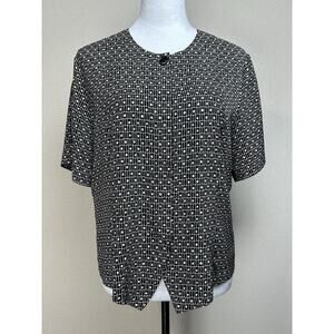 Christie & Jill Women’s 100% Polyester Short Sleeve Blouse Size 12 Black White